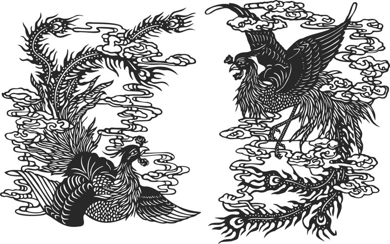 Ancient chinese phoenix Free CDR Vectors Art