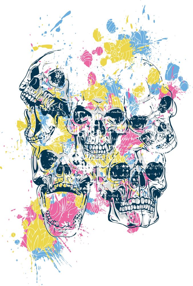 Skulls Print Free CDR Vectors Art