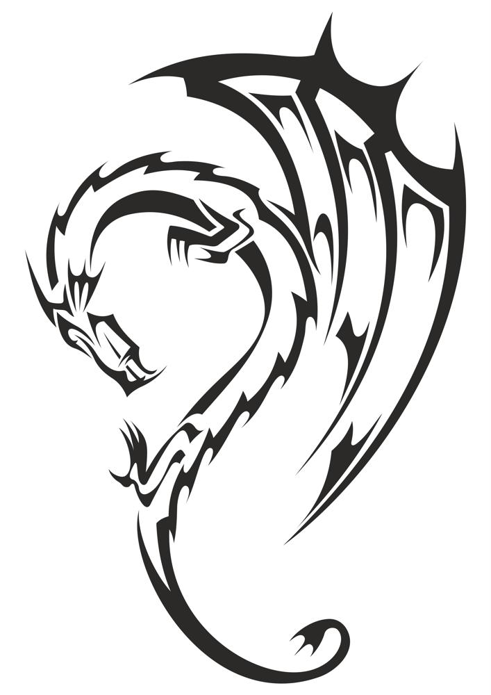 Dragon Tribal Tattoo Free CDR Vectors Art