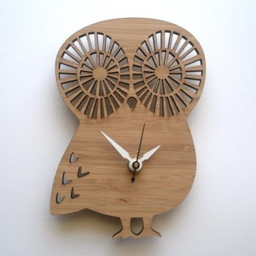 Laser Cut Owl Shape Clock Free CDR Vectors Art