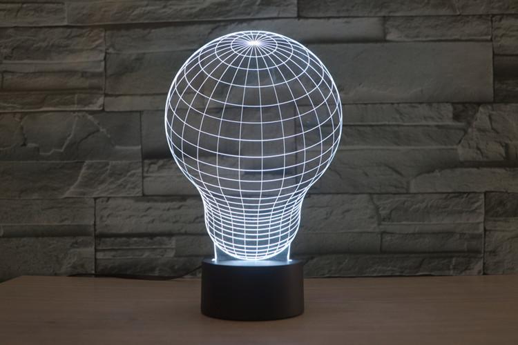 Light Bulb 3D LED Illusion Night Light Lamp Free CDr Vectors Art
