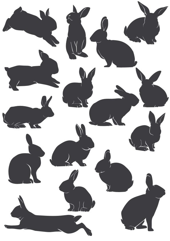 Rabbit Silhouette Free CDR Vectors Art