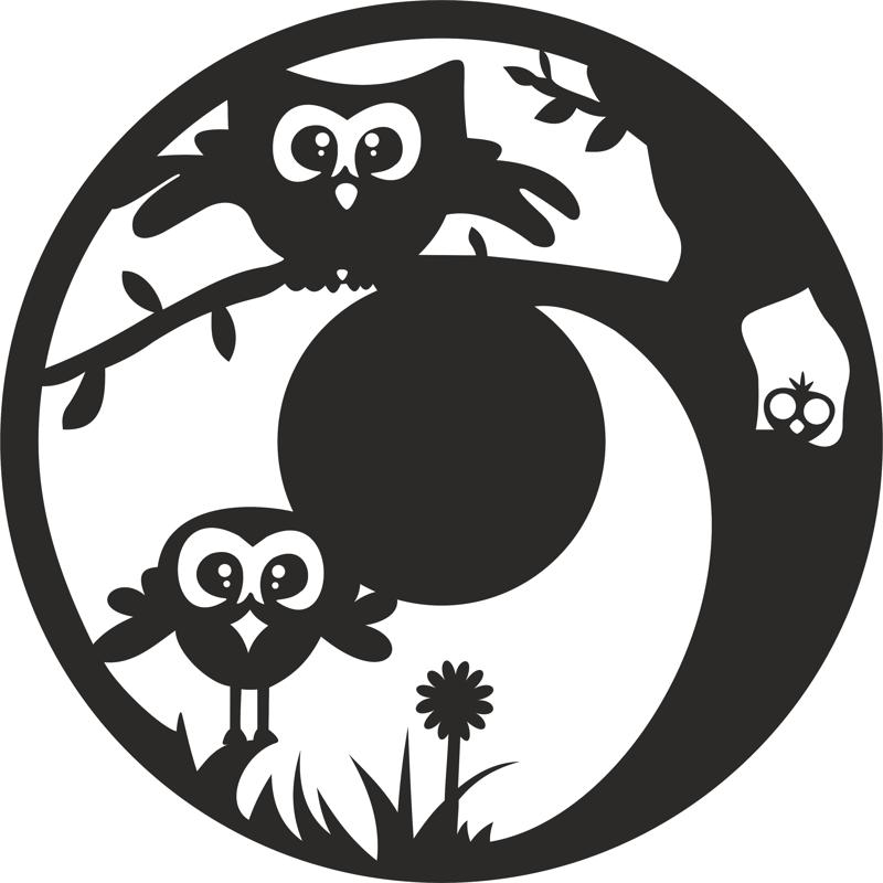 Decorative Owls Clock Plan Free CDR Vectors Art