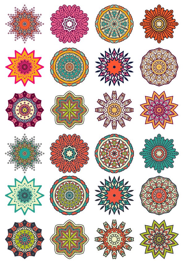 Round Floral Curly Ornament Vector Pack Free CDR Vectors Art
