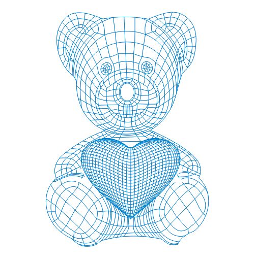 Teddy bear with heart 3d illusion lamp plan Free CDR Vectors Art