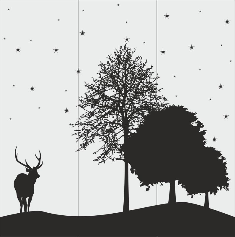 Deer And Tree Silhouette Free CDR Vectors Art