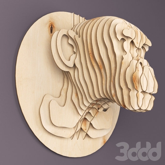 Monkey Head Plywood 3mm Free CDR Vectors Art