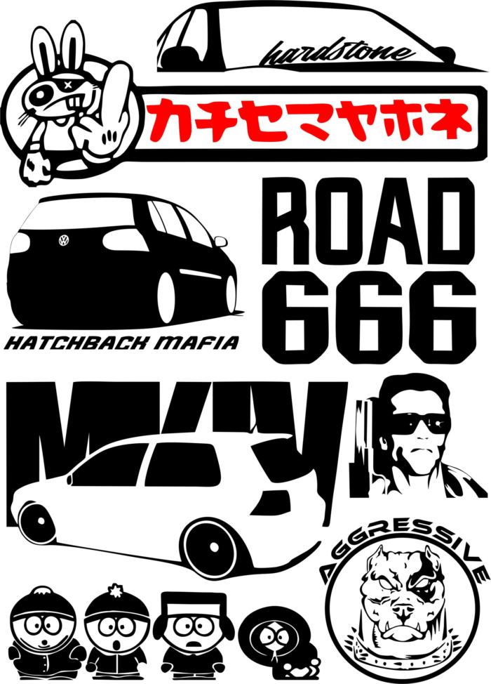 Stickers on Cars Set Free CDR Vectors Art
