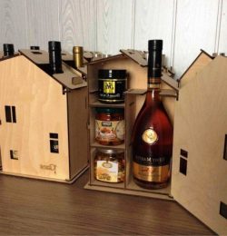 House Shaped Wine Box File Download For Laser Cut Free DXF File