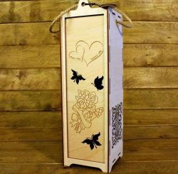 Wedding Wine Box File Download For Laser Cut Free DXF File