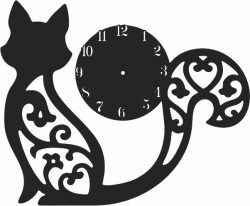 Clock With Engraved Cat For Laser Cut Cnc Free CDR Vectors Art