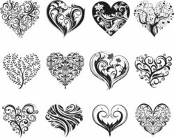 Decorative Heart Motifs For Print Or Laser Engraving Machines Free CDR Vectors Art