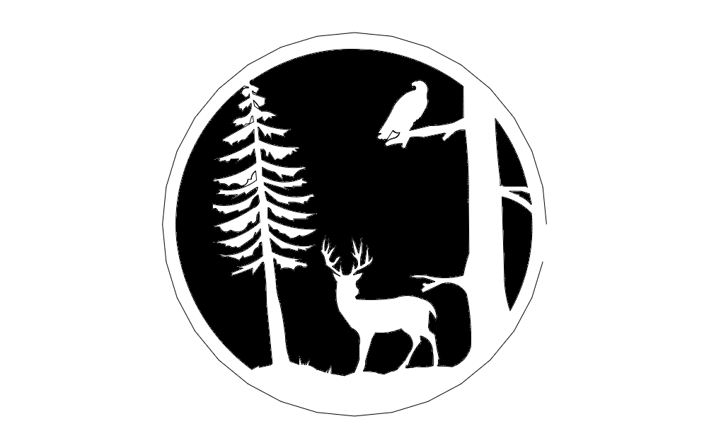 Deer Tree And Bird Free DXF File