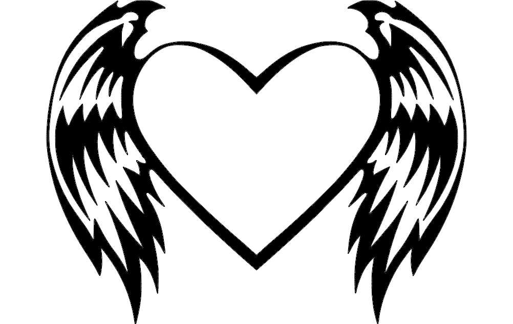 Heart With Wings Free DXF File