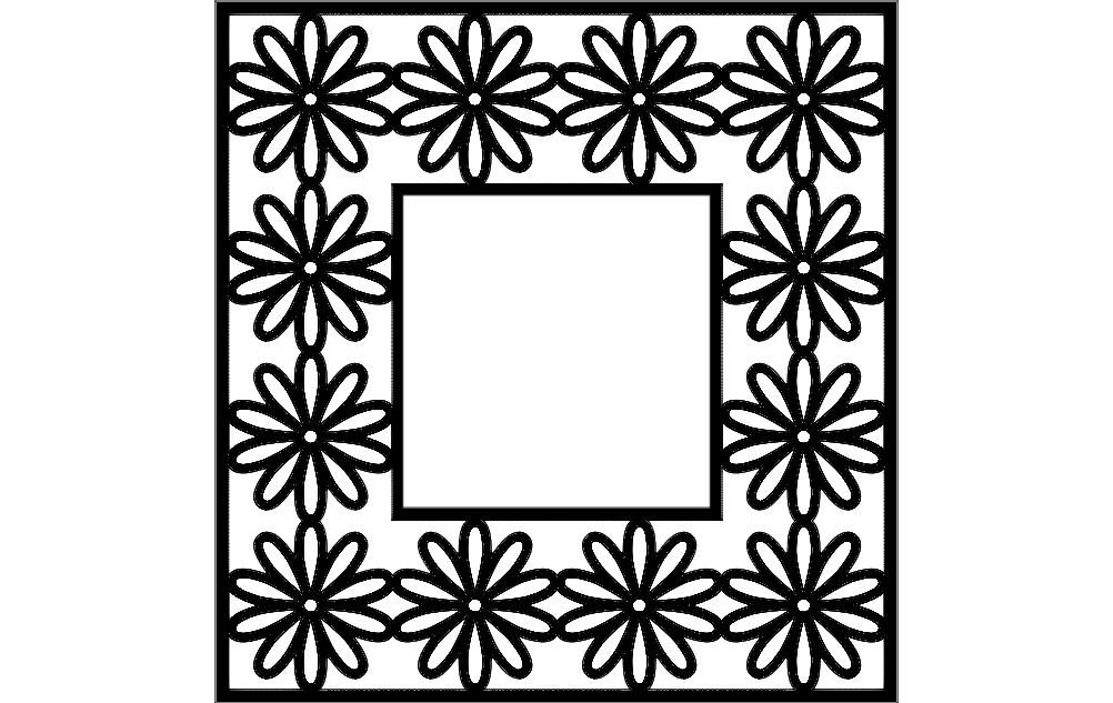Flower Frame Free DXF File