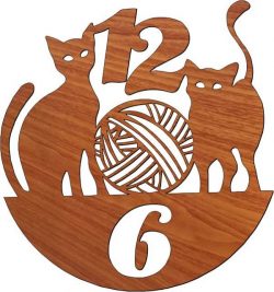 Wall Clock Featuring Two Cats For Laser Cut Plasma Free DXF File