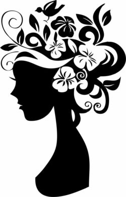 Girl With Flowers On Her Head For Laser Engraving Machines Free CDR Vectors Art