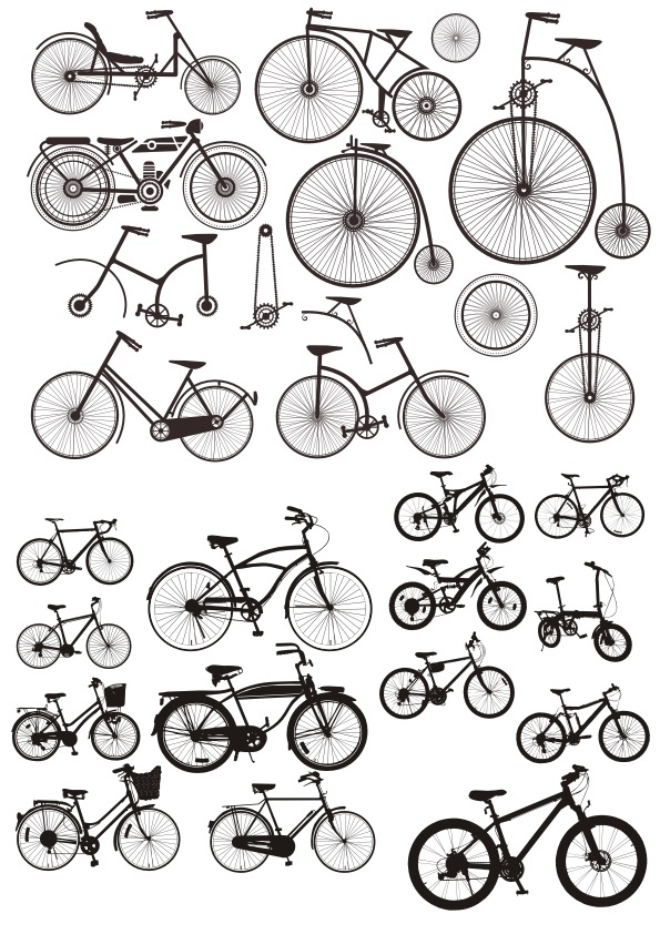 Bicycles Stickers Silhouette Free CDR Vectors Art