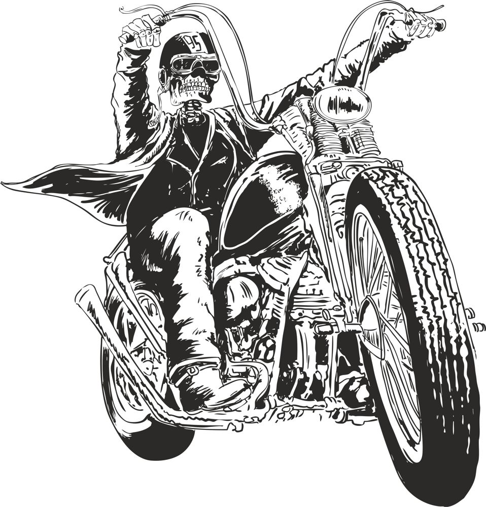 Motorcycle Man Skull Free CDR Vectors Art