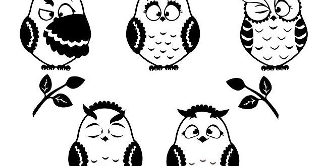 Owls silhouette Free CDR Vectors Art