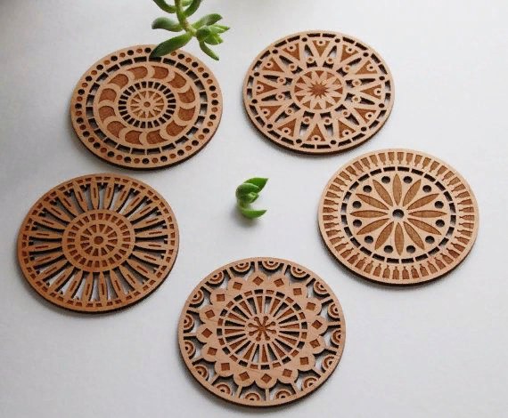 Laser Cut Coasters Ornament Free CDR Vectors Art