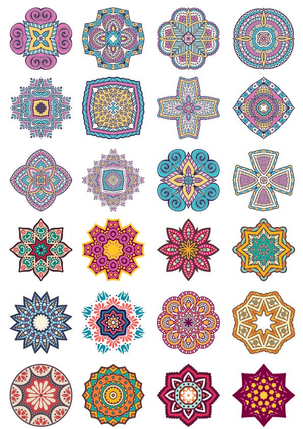 Mandala Flower Doodle Ornament Set Free CDR Vectors Art