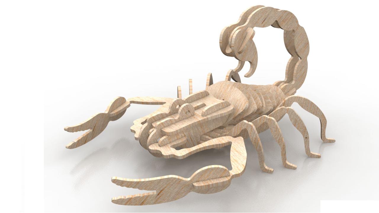Scorpion Wood Insect 3d Puzzle 6mm Free DXF File