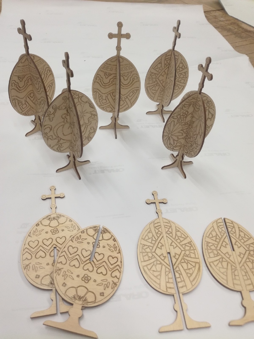 Laser Cut Engraved Cross Easter Eggs Plywood Template Free CDR Vectors Art