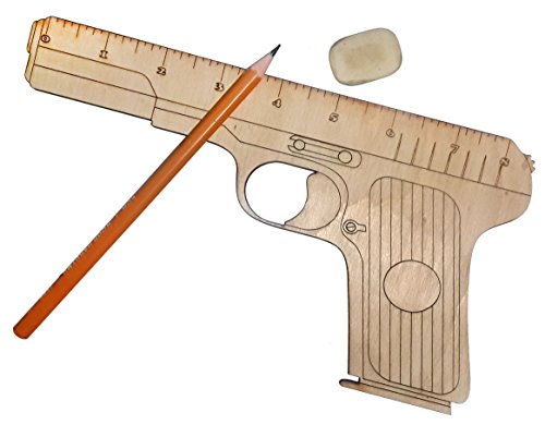 Laser Cut Wooden Gun Shaped Measuring Ruler Free CDR Vectors Art