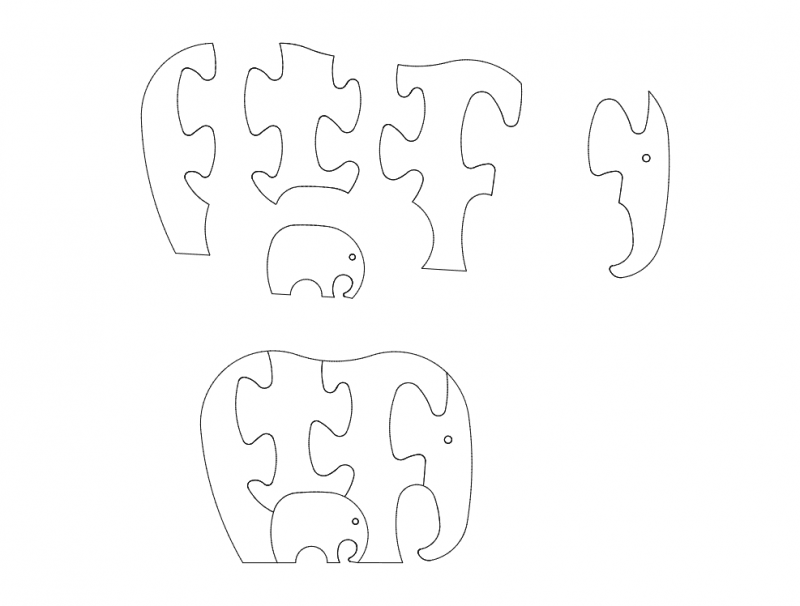 Elephant Animal Jigsaw Puzzles Free DXF File