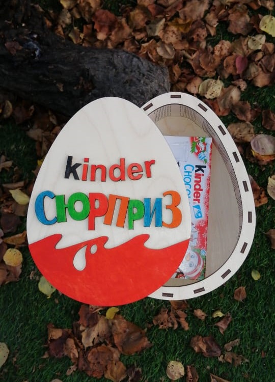 Chocolate Gift Box Kinder Surprise Egg Wooden Free CDR Vectors Art