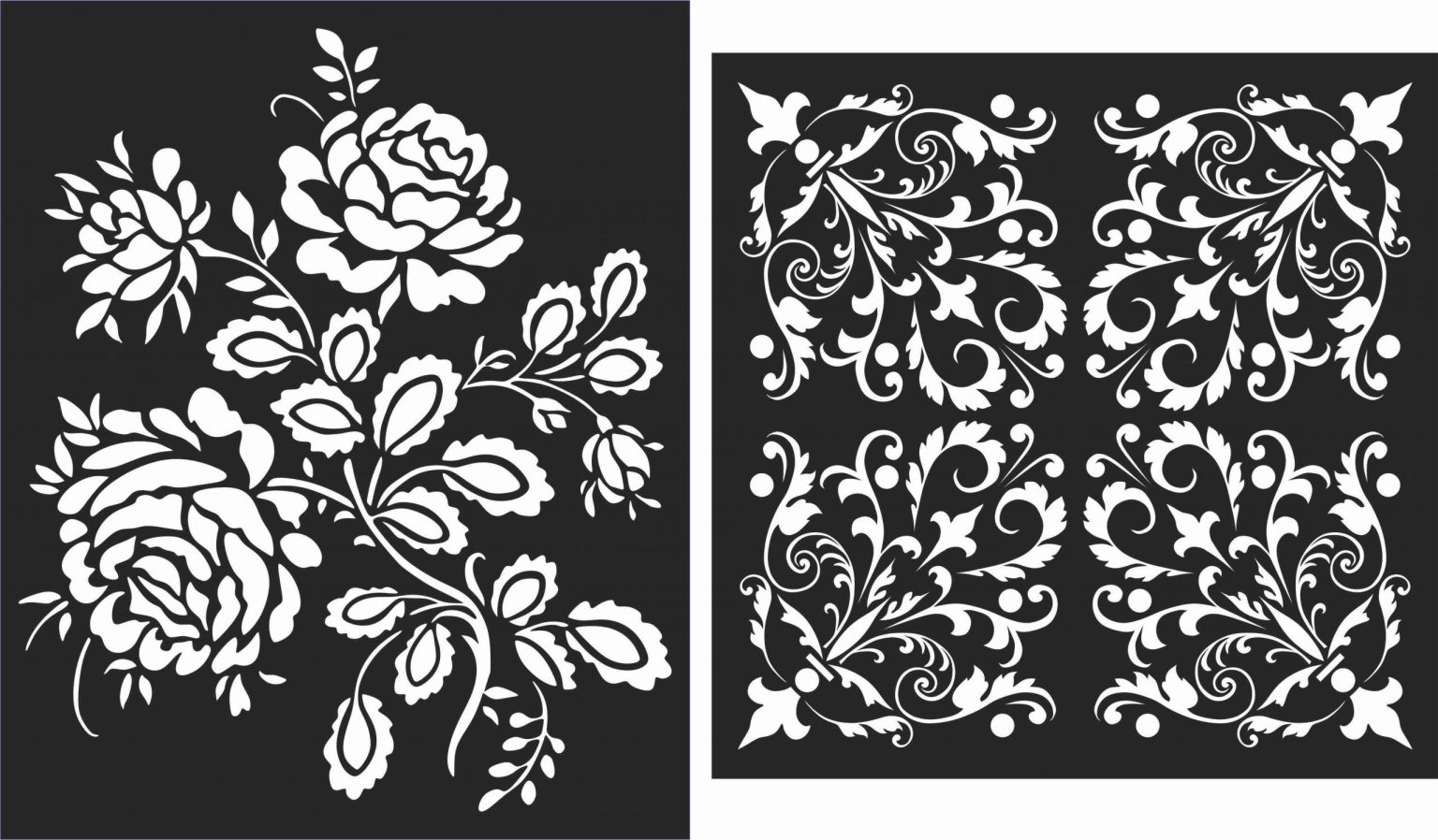 Floral Screen Patterns Design 34 Free DXF File