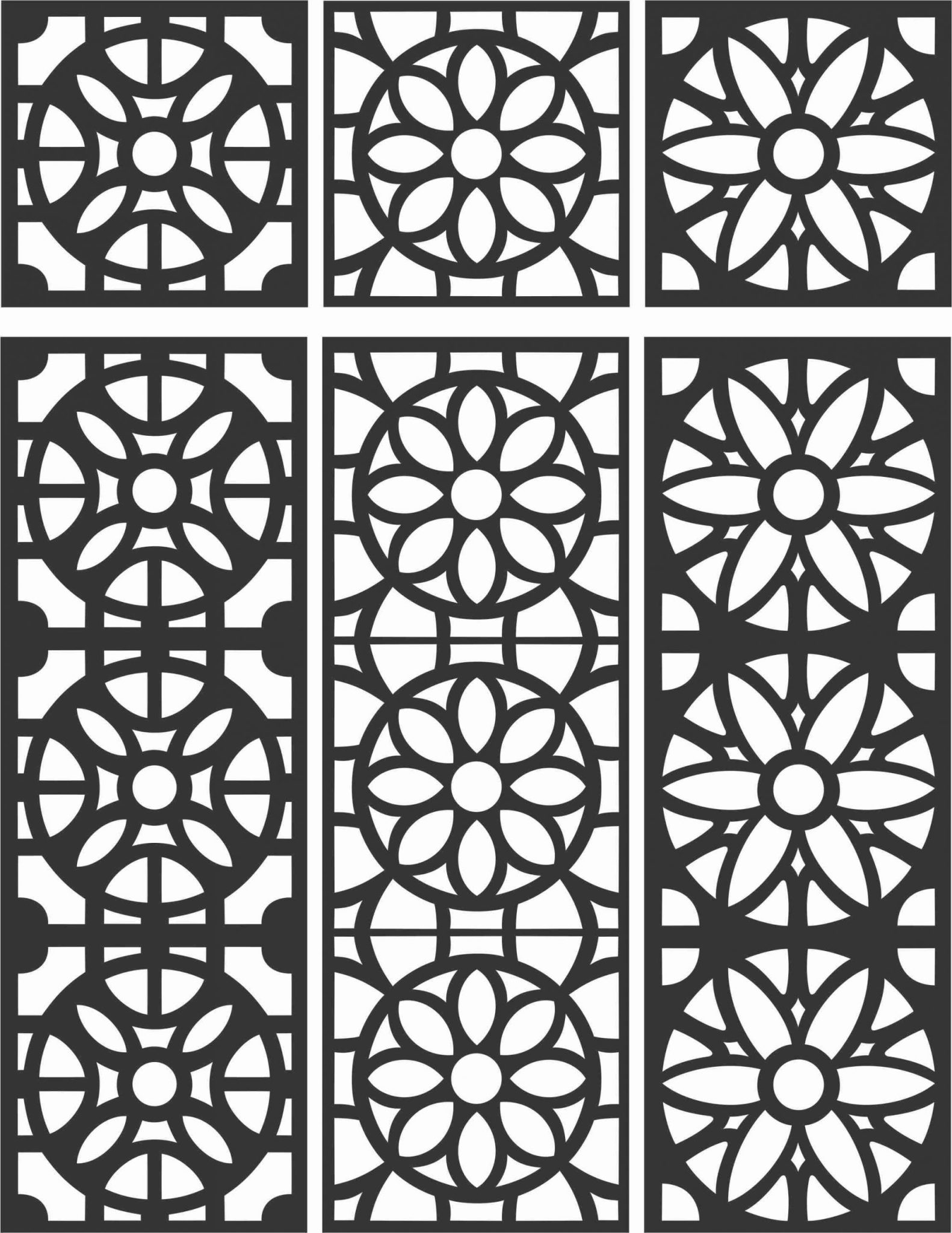 Floral Screen Patterns Design 110 Free DXF File