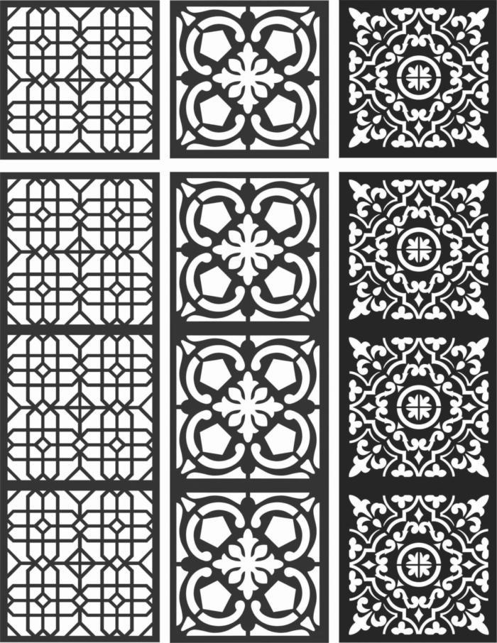 Floral Screen Patterns Design 113 Free DXF File
