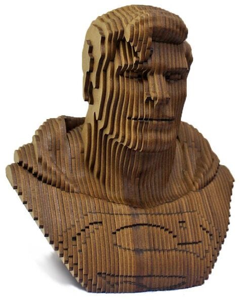 Laser Cut Superman Head Sculpture Layered Wooden Art Free DXF File