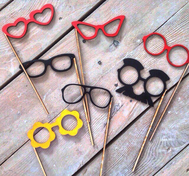 Laser Cut Cute Glasses On A Stick Photo Booth Props Free DXF File
