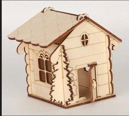 Laser Cut House Shaped Box With Tree Free CDR Vectors Art