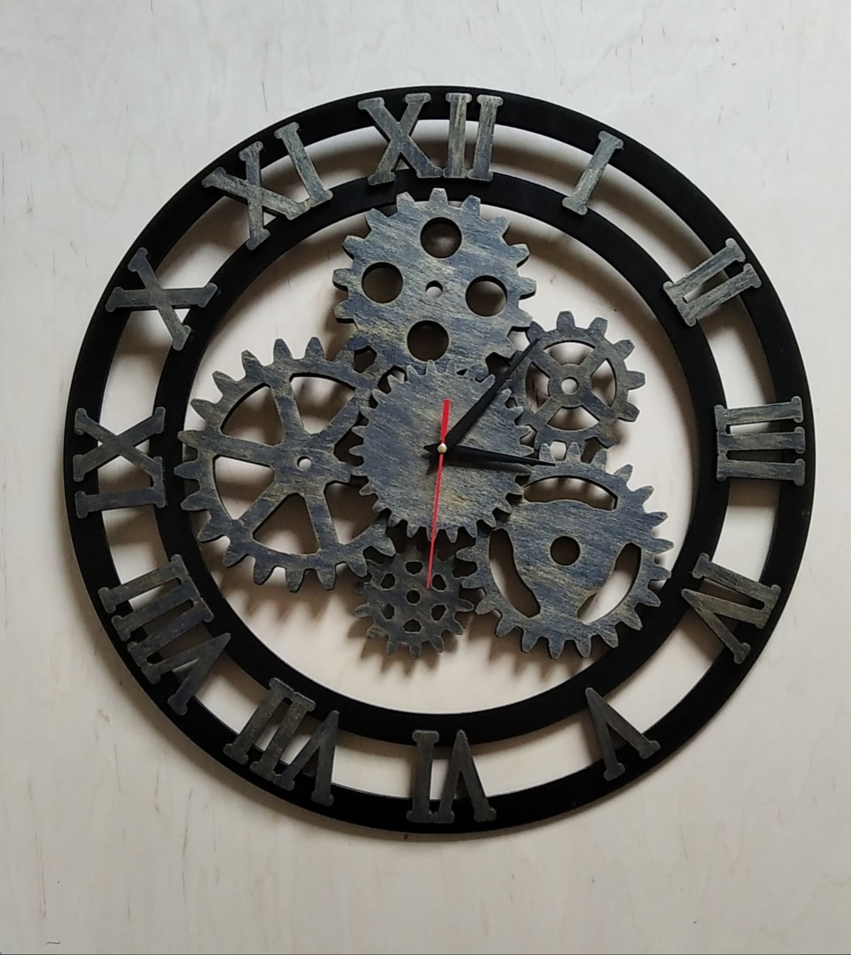 Laser Cut Roman Numerals Gear Clock Free CDR Vectors Art
