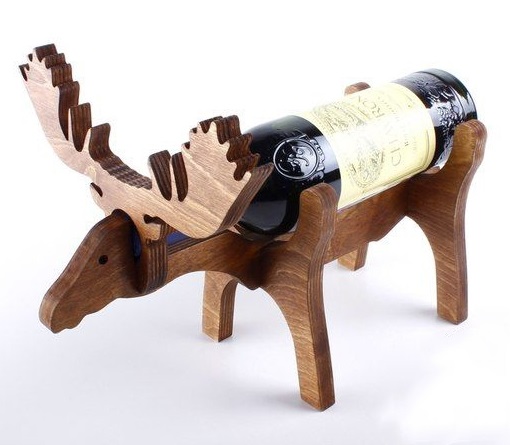 Laser Cut Moose Wine Bottle Holder 10mm Free CDR Vectors Art