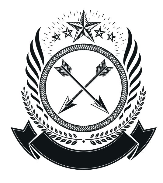 Cross Arrow Emblem Design Badge Free CDR Vectors Art