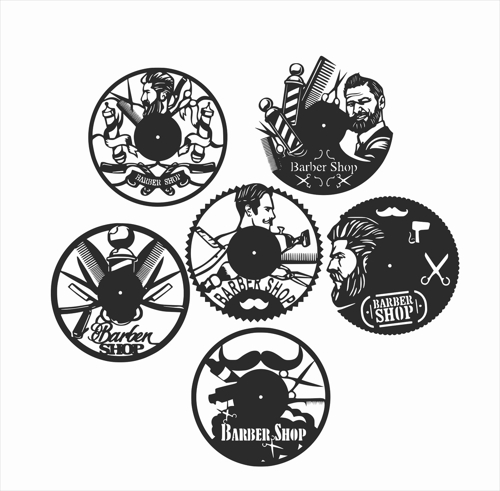 Barber Shop Wall Clocks Free CDR Vectors Art