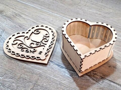 Heart Box With Lid Free CDR Vectors Art