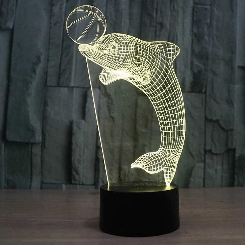 Laser Cut Dolphin 3d Nightlight Led Deco Lamp Free PDF File