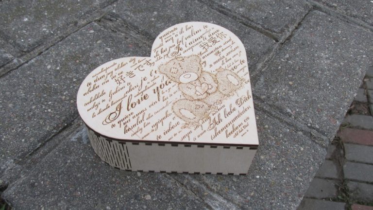 Laser Cut Heart Gift Box With Hinge Free CDR Vectors Art