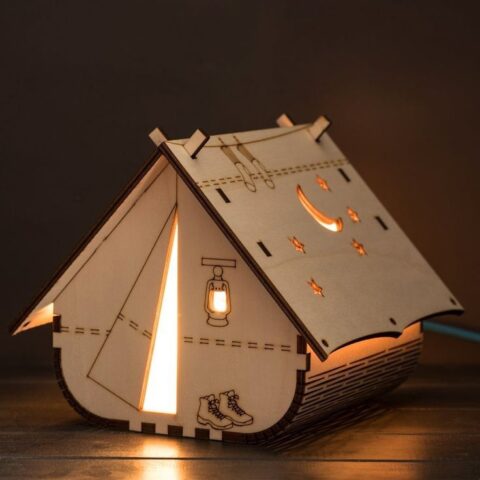 Laser Cut Decorative Tent Shaped Lamp 4mm Free CDR Vectors Art