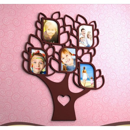 Laser Cut Family Tree With 5 Frames Free CDR Vectors Art