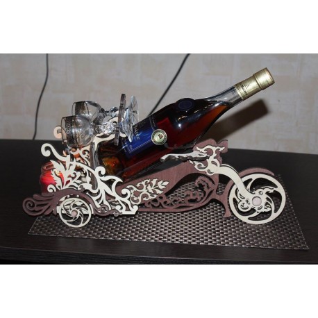 Laser Cut Motorcycle Wine Bottle Holder Wine Butler Free CDR Vectors Art