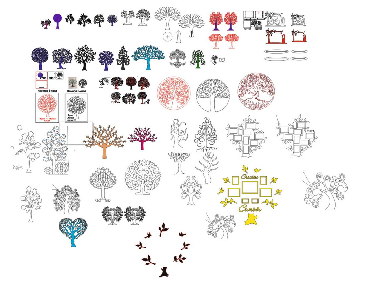 Laser Cut Tree Collection Layout Free CDR Vectors Art