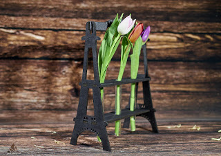 Laser Cut Eiffel Tower Flower Holder Free CDR Vectors Art