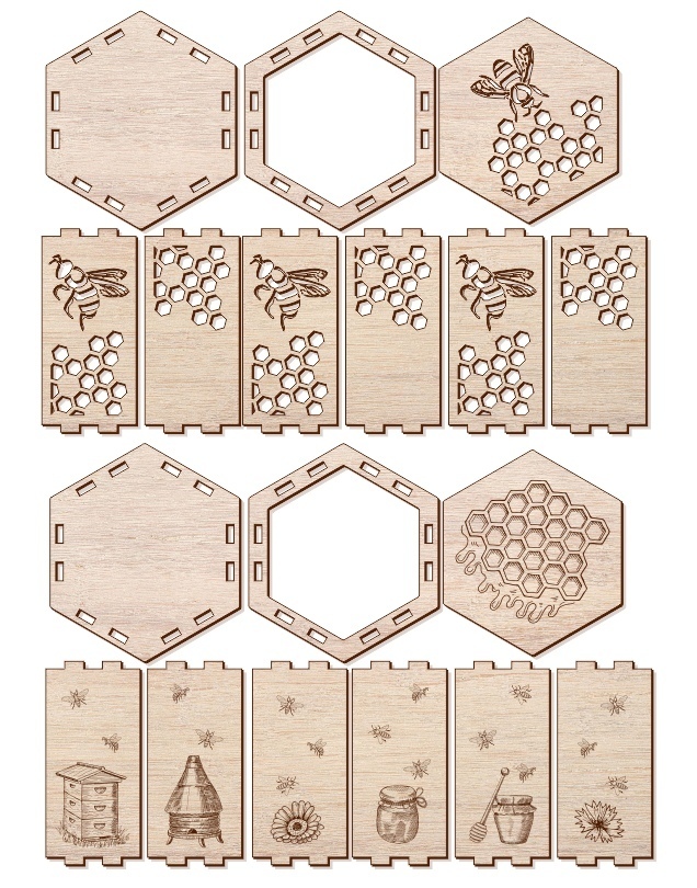 Laser Cut Layout Of Box For Honey Free CDR Vectors Art